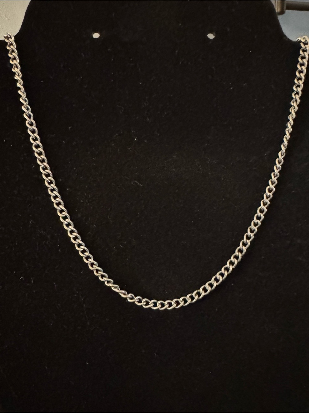 Vintage Silver Tone Curb Chain Necklace 24”